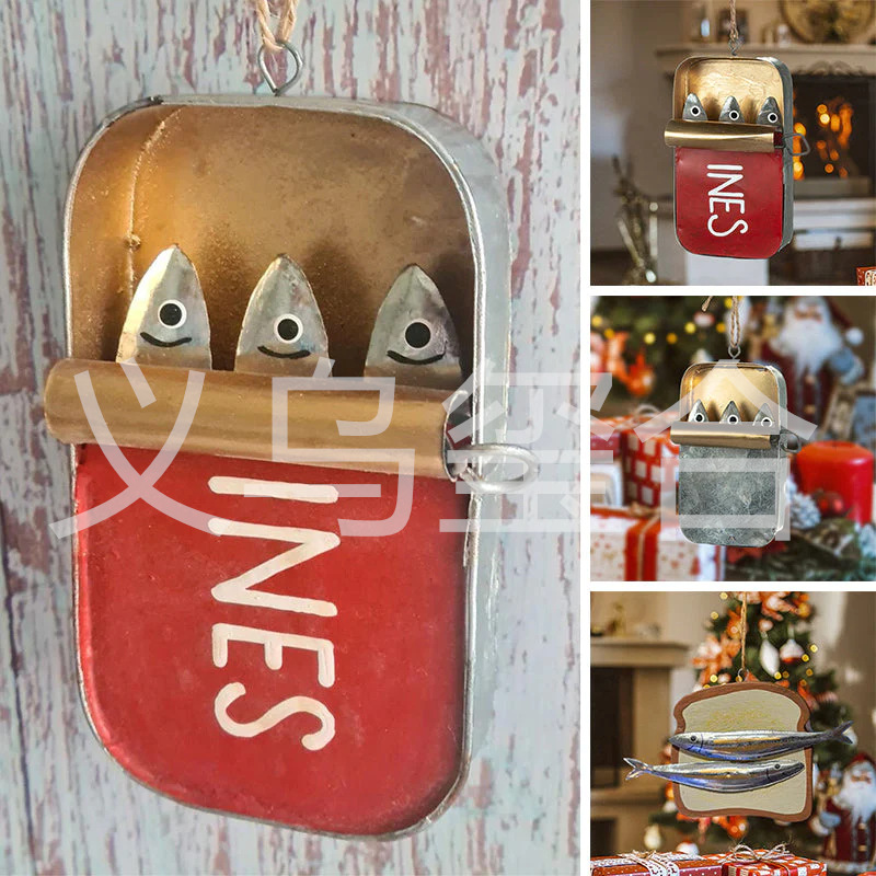 跨境新品Tin of Sardines Quirky hanging ornament 沙丁鱼罐头