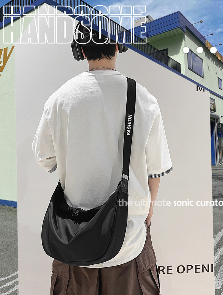 ins Simple nylon fabric crossbody bag for women 2023 new Korean style fashionable single-shoulder dumpling bag for students, trendy single-shoulder bag full figure