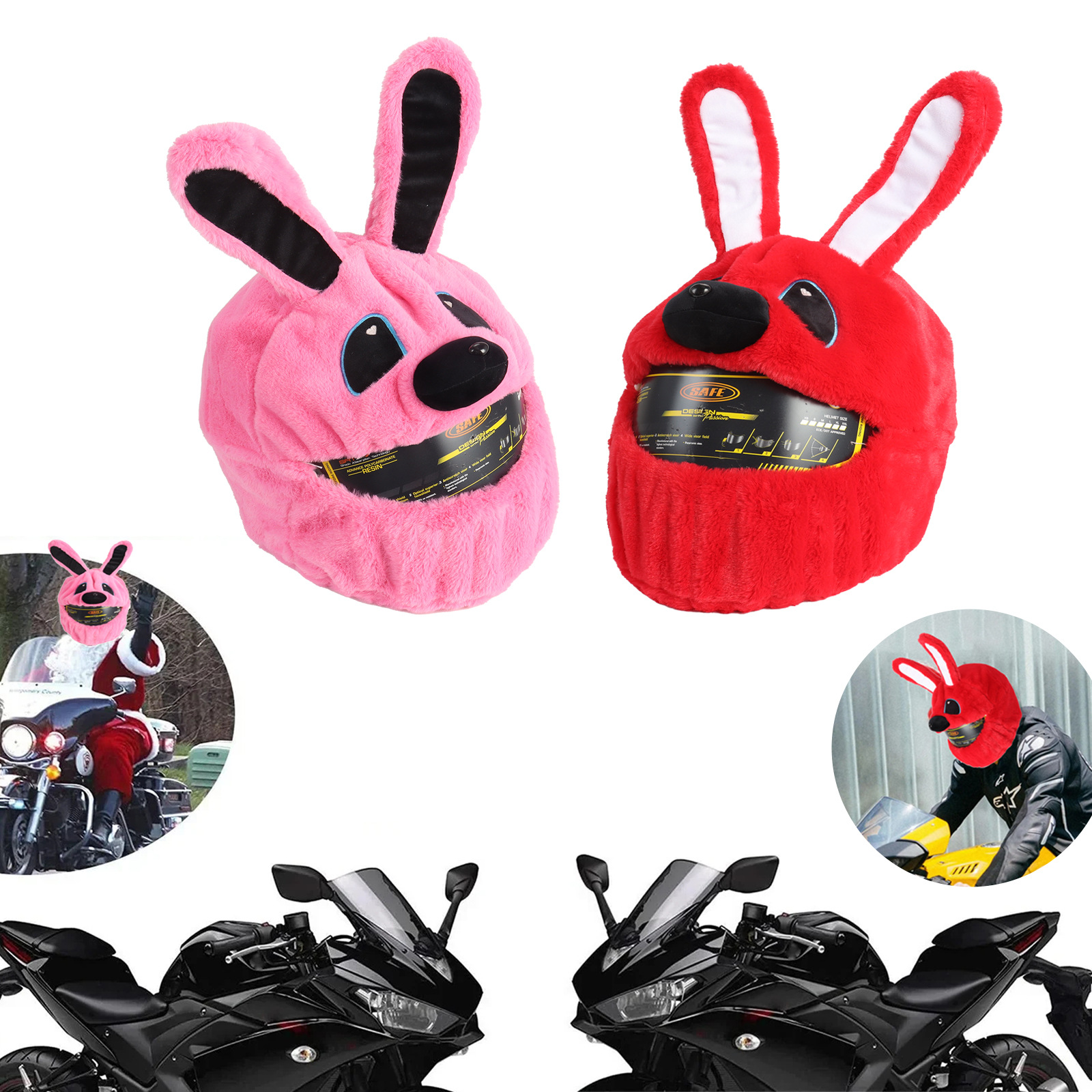 2024 cycling warm helmet cap fried street motorcycle plush helmet cover motorcycle helmet cartoon protective cover