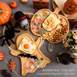 跨境木质万圣节装饰托盘 实木派对聚会零食水果盘 创意多功能托盘