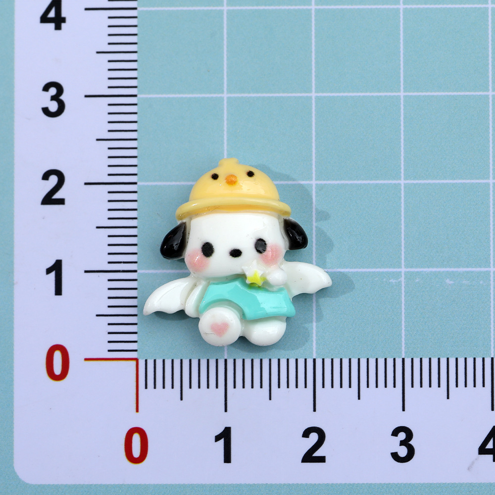 Alas de Ángel de dibujos animados sombrero amarillo Pacha perro resina accesorios DIY crema pegamento Pacha teléfono caso accesorios de pelo parche al por mayor