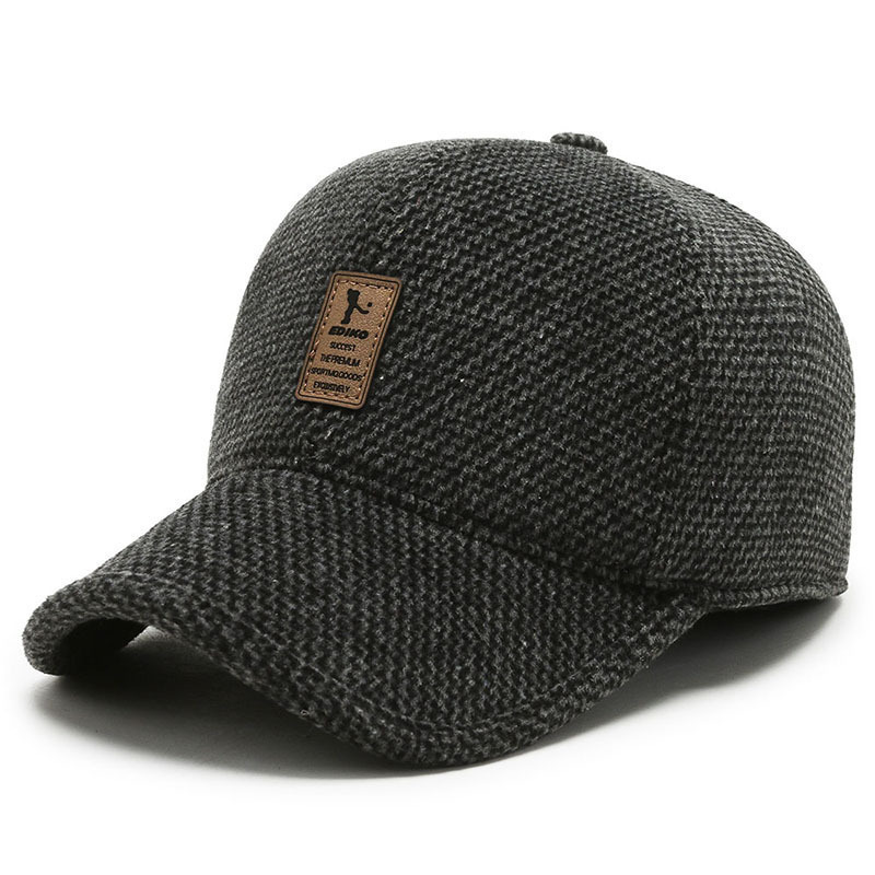 Sombreras de béisbol casuales de mediana edad hombre invierno papá abuelo al aire libre protección de oídos gorra de lengua de pato gorra de algodón grueso