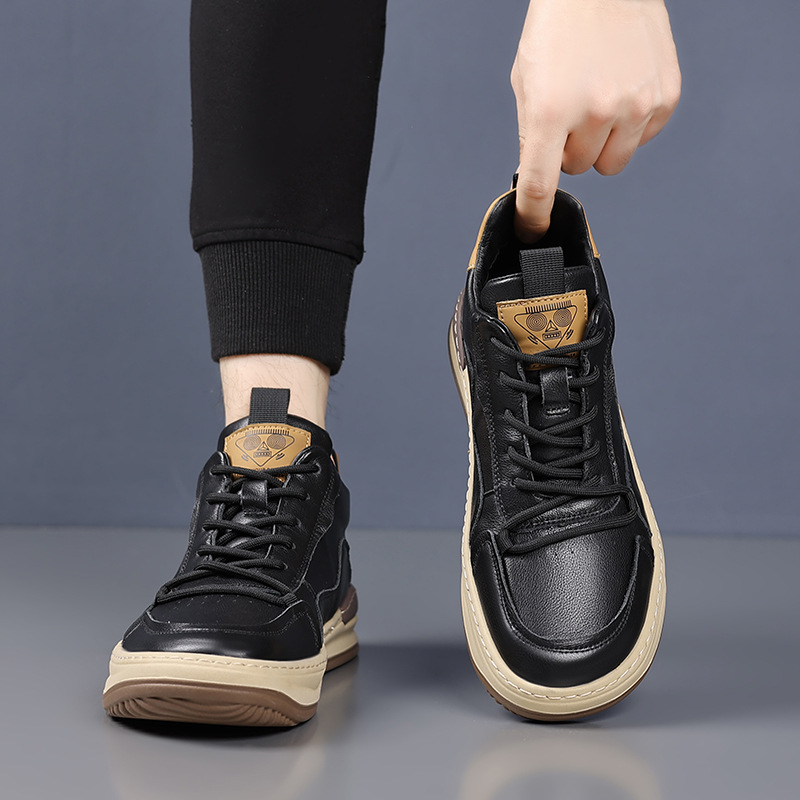 Zapatos de cuero para hombres de cuero de alta altura, zapatos casuales de cuero para hombres, diseño de nicho, zapatos de mango de moda, zapatos para hombres