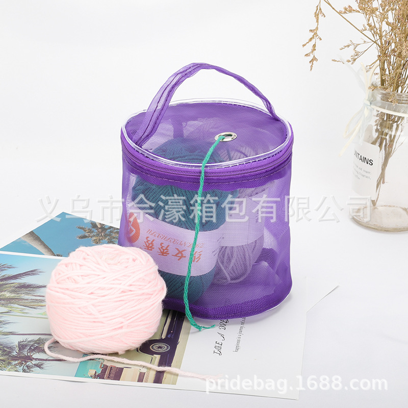 Nueva bolsa de almacenamiento de lana DIY bolsa de malla transpirable bolsa de almacenamiento de lana de acabado redondo transfronterizo en stock al por mayor