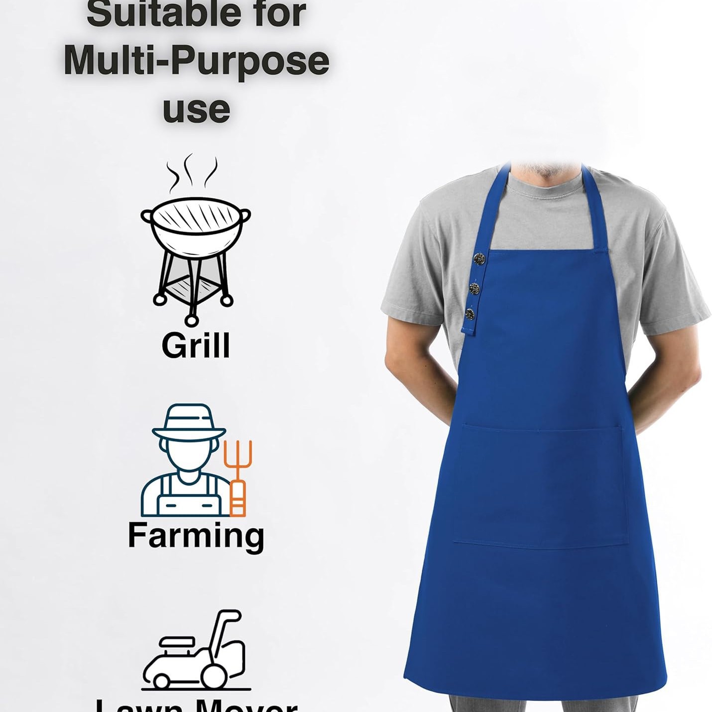 Amazon delantal transfronterizo cuello 3 botones ajustable pintura de cocina manicuría ropa de trabajo delantal logo personalizado