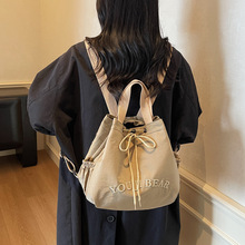 韩系ins新款高颜值纯色简约小众两用双肩包女轻便日常逛街托特包