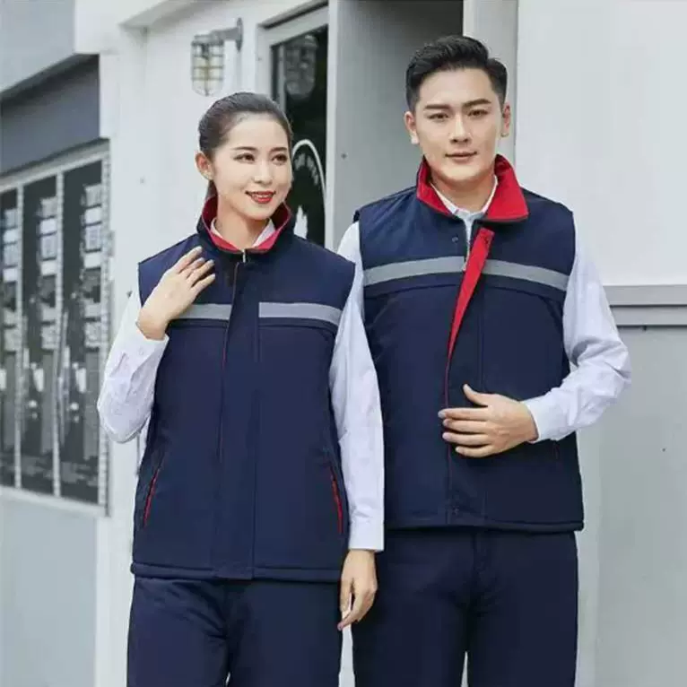 秋冬劳保棉马甲工作服马甲加厚保暖反光条劳保棉坎肩批发汽修电焊