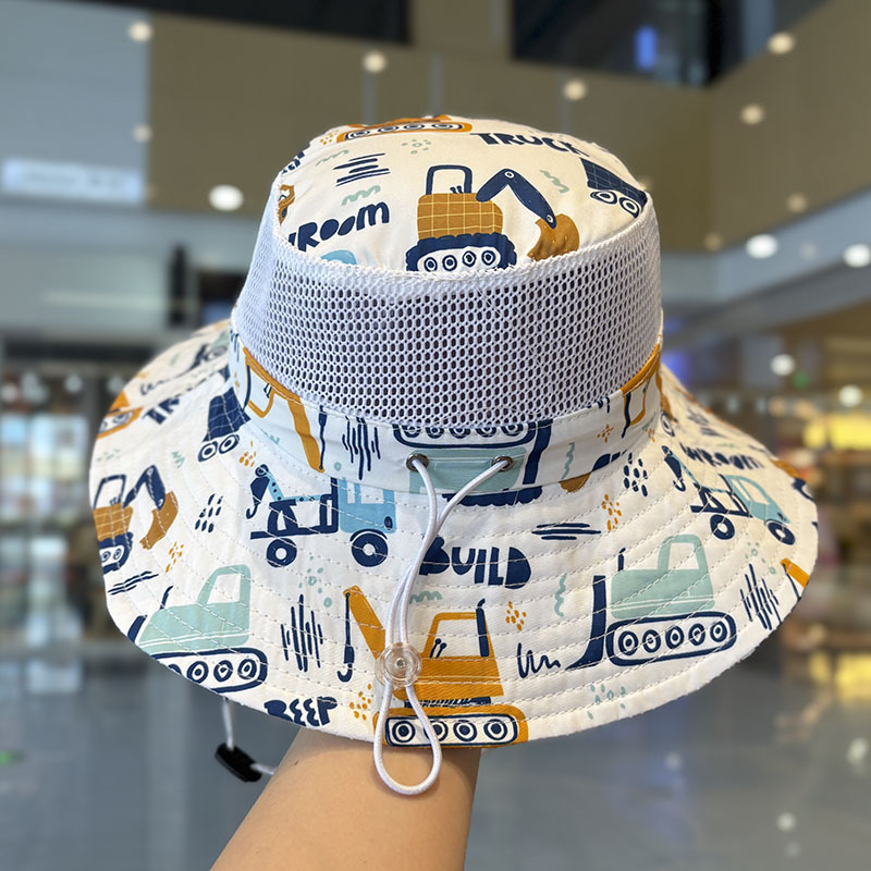 Sombrero de malla de verano para niños, sombrero grande, sombrilla, protector solar, sombrero para el sol transpirable al aire libre para bebés, sombreros de pescador para niños y niñas