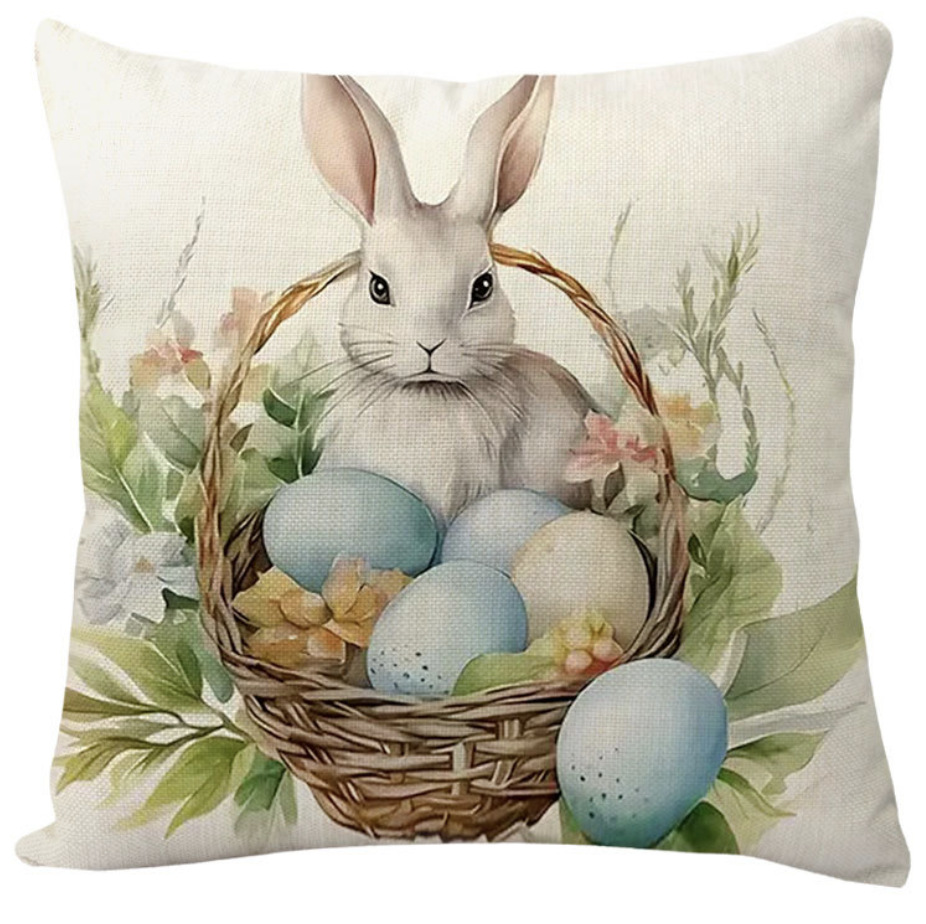 Amazon transfronterizo conejo de Pascua huevo lino almohada cubierta de cojín de coche de oficina sofá