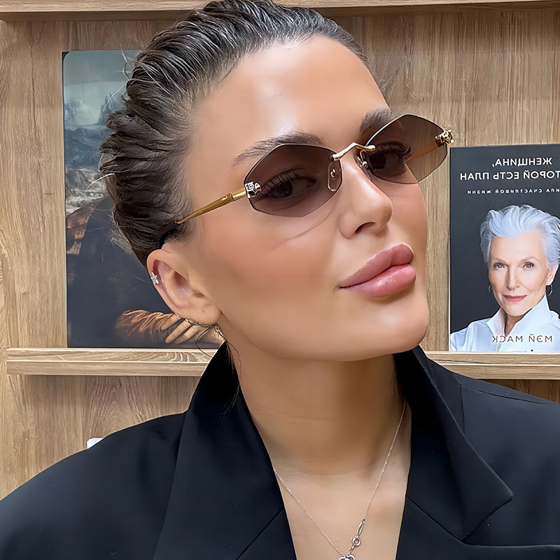 Cross-Border New Y2K Personalized Frameless Cut-Edge Sunglasses European and American Fashion Versatile Outdoor Street Photography Sunglasses