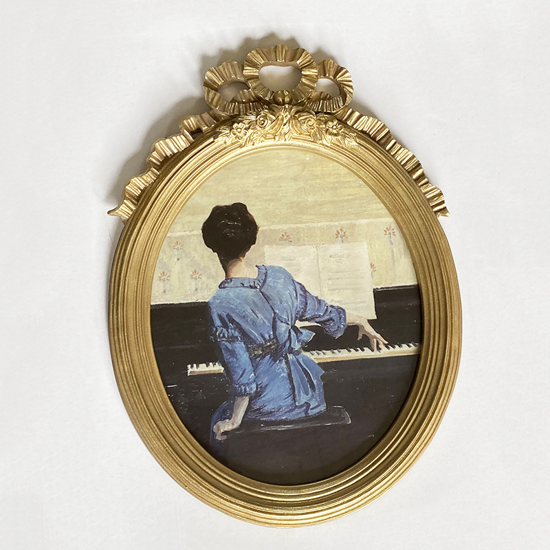 Retro wall photo frame for bedroom with bow