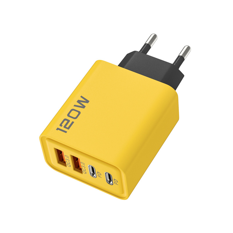 120W dual PD + dual USB charger suitable for Apple, Huawei, Xiaomi phones, European, American, and UK standard type-c charging head 120W dual PD + dual USB charger suitable for Apple, Huawei, Xiaomi phones, European, American, and UK standard type-c charging head