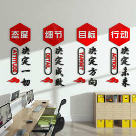 办公室墙纸自粘背景墙装饰公司激励志标语墙贴画3d立体企业文化墙