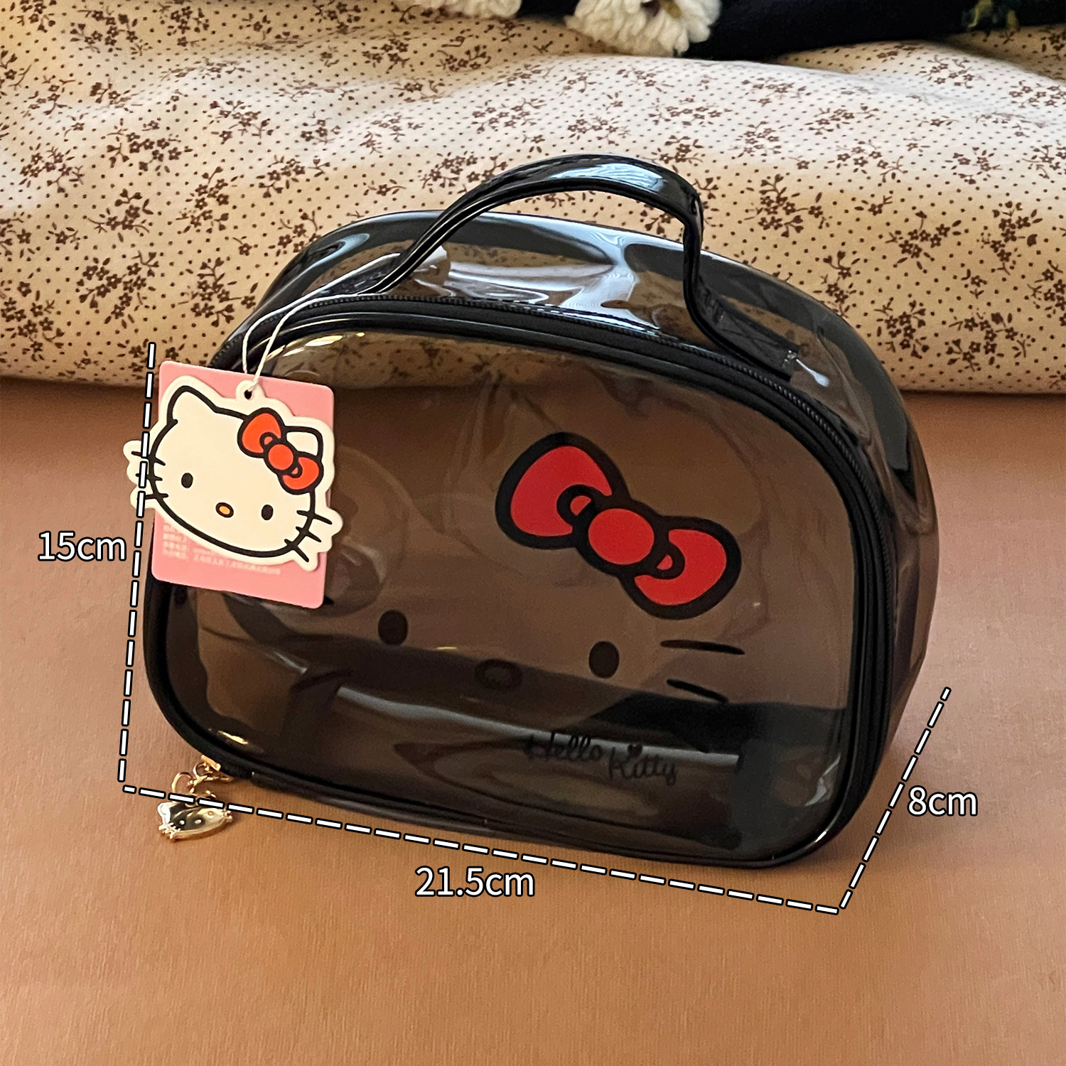 Bonita Hello Kitty Kitty bolsa de maquillaje portátil impermeable de gran capacidad para mujeres bolsa de higiene portátil bolsa de almacenamiento