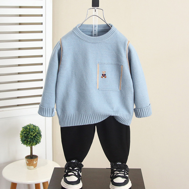 6782 Suéter de otoño e invierno para niños Suéter de dibujos animados para niños 2025 Nuevo estilo Suéter de punto para bebés Tops para niños Tops