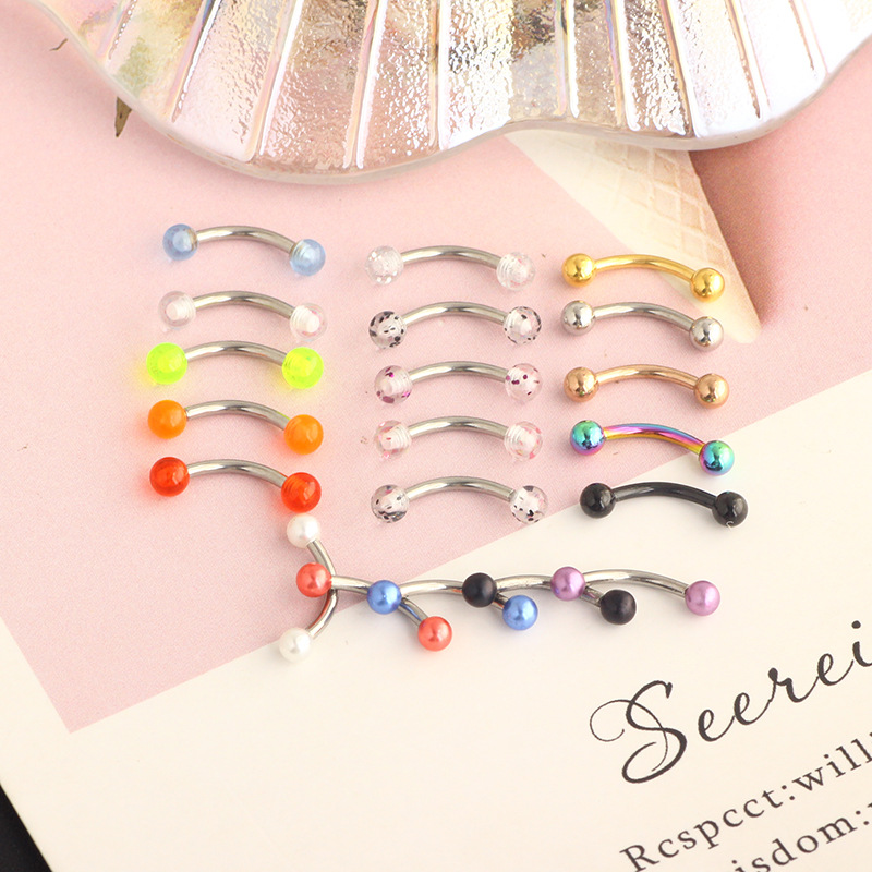 16G Stainless Steel Micro-Inlaid Zircon Eyebrow Ring Screw Ball Fashion Earrings Set of 10 detail image 14