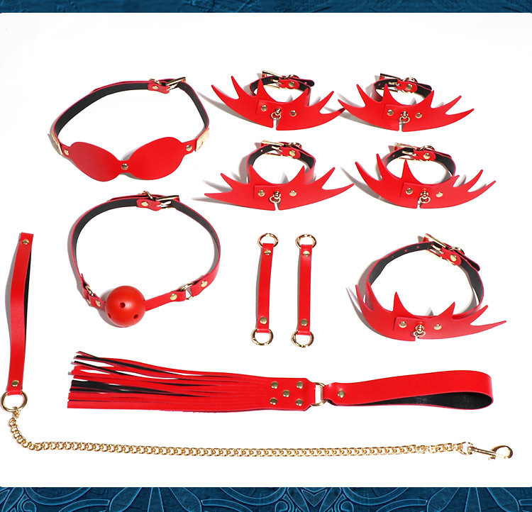 Jiuai Couple Bondage Set 8-Piece PU Kit with Handcuffs and Nipple Clamps — detail image 18