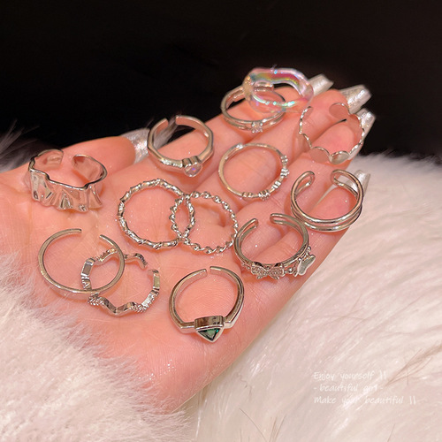 Korean Zirconia Niche Heart Ring Light Luxury High-End Plain Band Set Index Finger Ring Versatile Personality Ring Wholesale