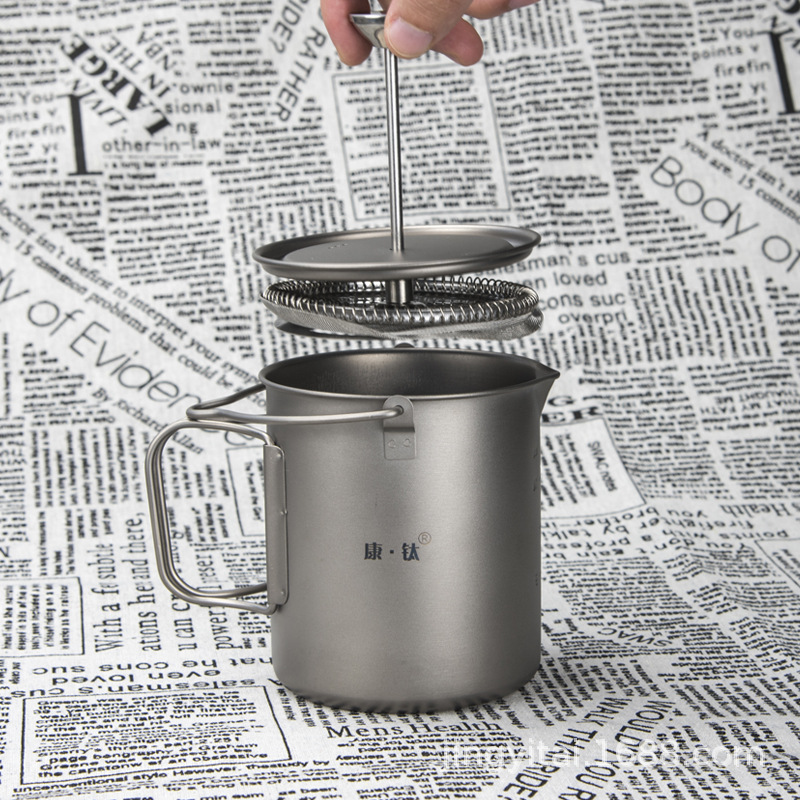 Cafetera francesa Kangtai de titanio puro, cafetera de estilo francés para preparar café a mano, utensilios para café, cafetera con filtro, cafetera Moka, versión mejorada de titanio puro.