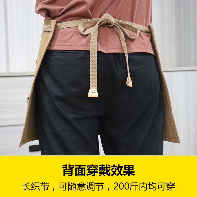 Estilo coreano delantal de lona gruesa media longitud corta opcional leche té barista trajes delantal de mezclilla al por mayor