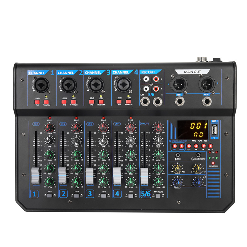 GK-06 专业6路舞台调音台 家庭户外卡拉OK混响小型演出设备