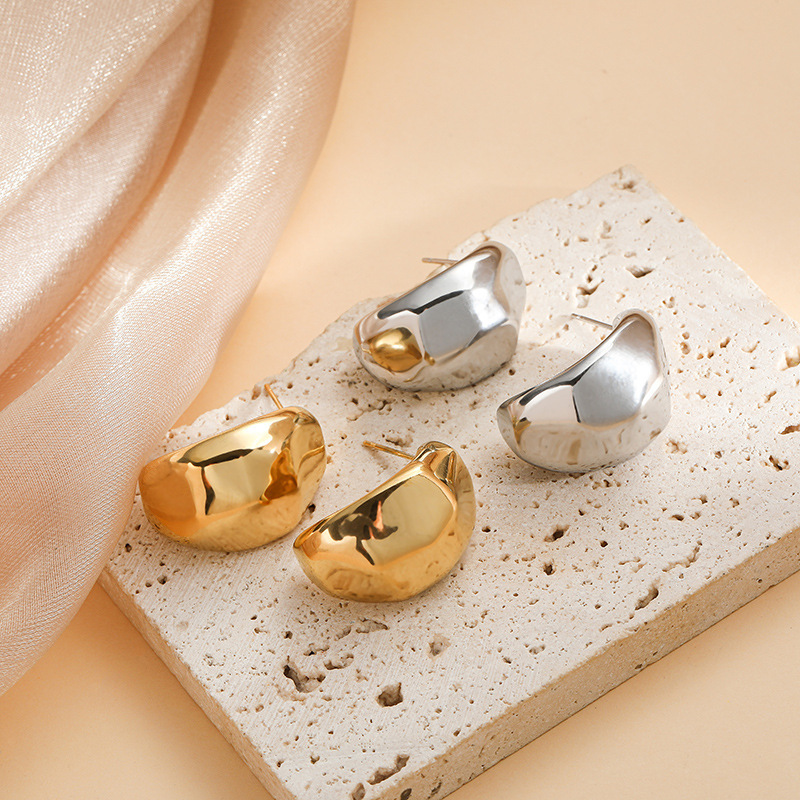 10g Weight Titanium Steel Ear Needle Material Ear Studs Classification 1 Pair Quantity Daily, Street Occasion Titanium Steel Material Geometric Pattern All Seasons Season Women's Gender Plating Design Retro, Commute Style 1 Pair Retro Commute Geometric Plating Titanium Steel Ear Studs 6