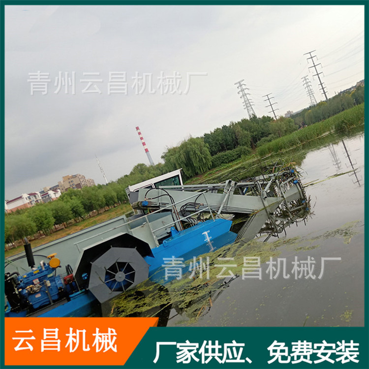 河道清草保洁船 水浮萍水白菜水花生水草收割船 河道除草割草船
