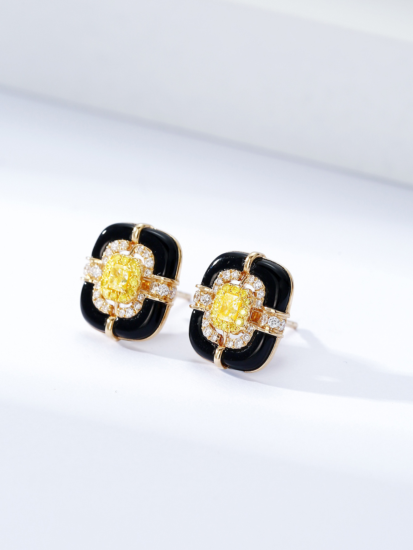 Square Stud Earrings Titanium Steel Hip Hop Style For Unisex_voghion.com
