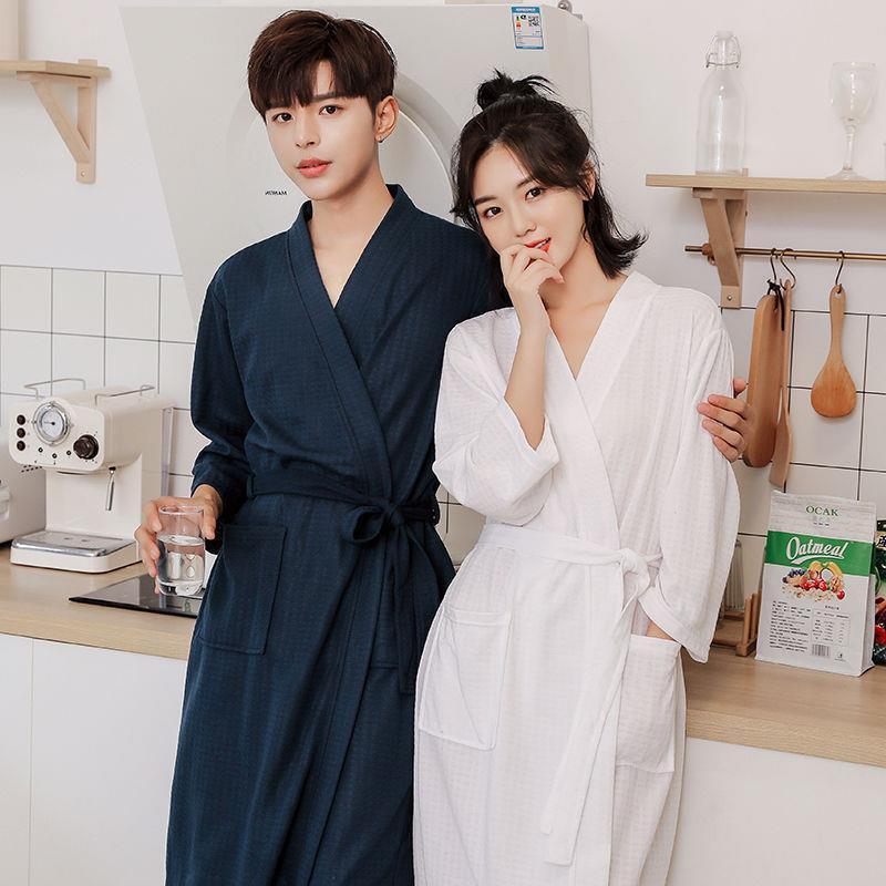 Summer bathrobe for women, new spring and autumn styles, matching couple pajamas, solid-color hotel bathrobes, men's thickened long cotton bathrobes Summer bathrobe for women, new spring and autumn styles, matching couple pajamas, solid-color hotel bathrobes, men's thickened long cotton bathrobes