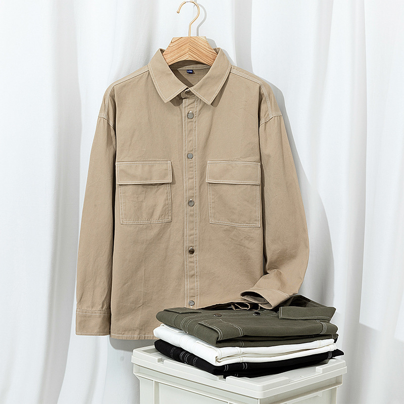 MT - 2362 camisa de alta calidad de datos pesada de moda de algodón lavado con agua