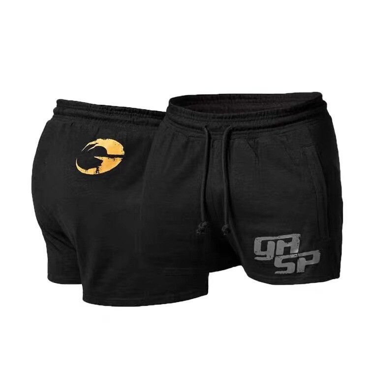 (European and American original) GASP three cotton terry shorts sports fitness fitness squat training men's pants