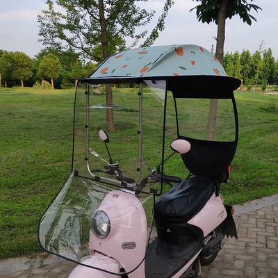 Direct from the manufacturer: electric bike canopy, electric vehicle sunshade, electric bicycle sun and rain protection, electric scooter sunshade (Elektromobil üçün ön şüşə çətiri (günlük)) - stainless-steel-model-pink-green-orange-suitable-for-all-seasons-suitable-for-vehicles-with-rearview-mirrors