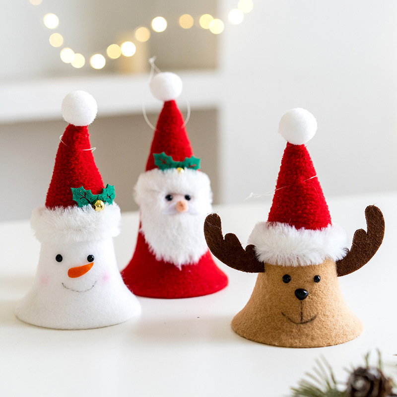 Cross-border New Product Creative Bell Pendant Fabric Old Man Snowman Elk Bell Decoration Christmas Tree Decoration Pendant