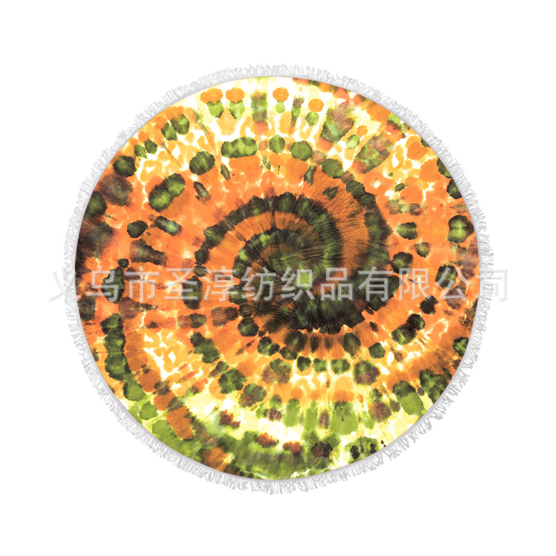 Toalla de playa redonda microfibra con borla impresión imprimible protector solar Toalla de baño fábrica al por mayor