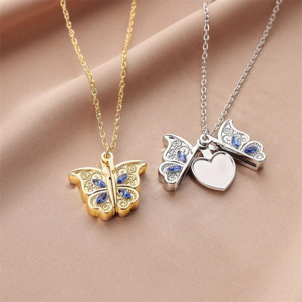 18g Weight Rhinestones Inlay Material Pendant Necklace Classification cable chain Chain Type 1 Piece Quantity Daily, Street Occasion Alloy Material Letter, Heart Shape, Butterfly Pattern Women's Gender Inlay Design Sweet, Simple Style Style Sweet Simple Style Letter Heart Shape Butterfly Alloy Inlay Rhinestones Women's Pendant Necklace 5