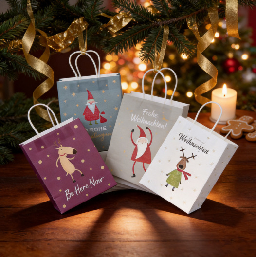 Cross-Border Fsc Christmas Tote Bags Gift Bags Bsci White Kraft Paper Packaging Christmas Simple Gift Bags Custom Bulk Order Cross-Border Fsc Christmas Tote Bags Gift Bags Bsci White Kraft Paper Packaging Christmas Simple Gift Bags Custom Bulk Order