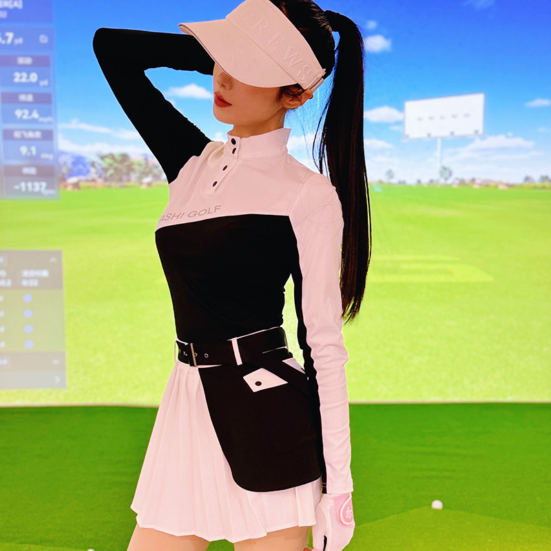 Tashi Golf Summer New Sun Protection Golf Women's Slim Fit Stretch Long Sleeve Top Quick-Drying Short Skirt Pants