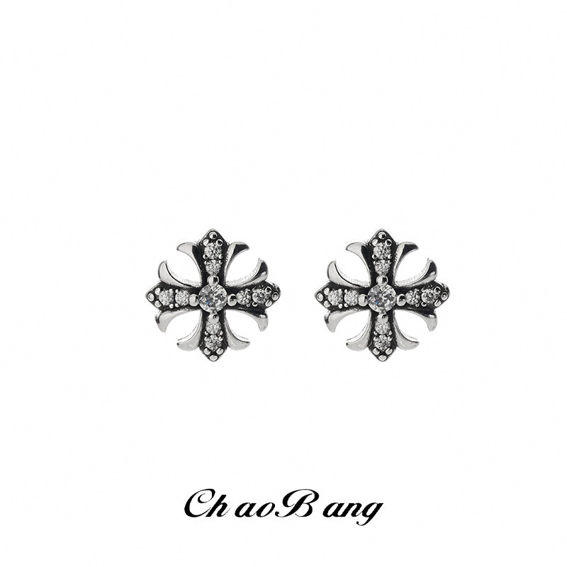 Crow Cross Diamond-Studded Earrings for Men, Trendy Hip-Hop Retro Fashion Personality Minimalist Luxury Earrings for Women
