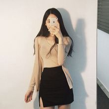 2023夏季新款大码女装韩版包臀裙高腰开叉一步裙黑色职业半身短裙