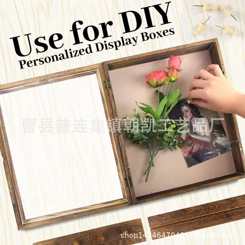 Wooden Photo Frame Wall-Mounted Wall Eternal Flower Dried Flower Wooden Picture Frame Solid Wood Hollow Picture Frame Collection Display Box