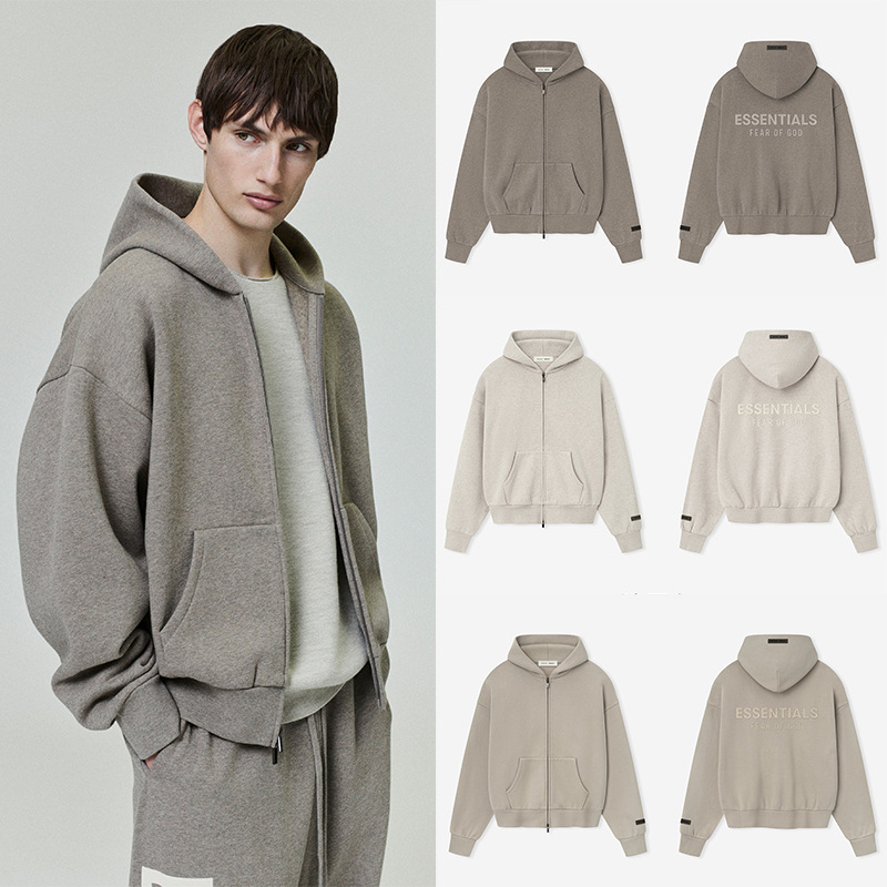 25Ss Essentials American High Street Fashion Brand Metal Laminated Autumn and Winter Fleece-Lined Zipper Jacket Sweatshirt for Men and Women 25Ss Essentials American High Street Fashion Brand Metal Laminated Autumn and Winter Fleece-Lined Zipper Jacket Sweatshirt for Men and Women