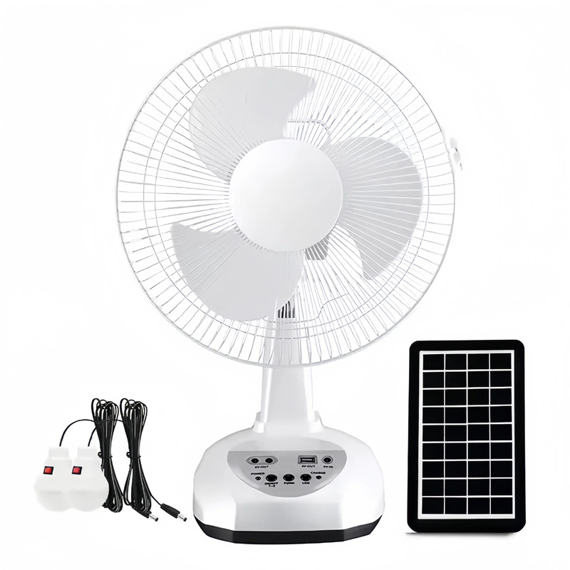 Foreign trade hot selling DC AC solar charging fan suit shaking head table fan with lamp selling 12 inch in Southeast Asia Foreign trade hot selling DC AC solar charging fan suit shaking head table fan with lamp selling 12 inch in Southeast Asia