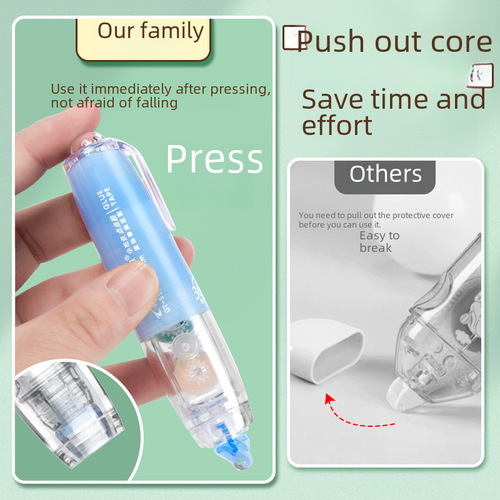 Push-and-Put Glue, Long Standing Correction Tape Style Double-Sided Handmade Journal Mini Sticky Adhesive Instant Dry Glue Stick