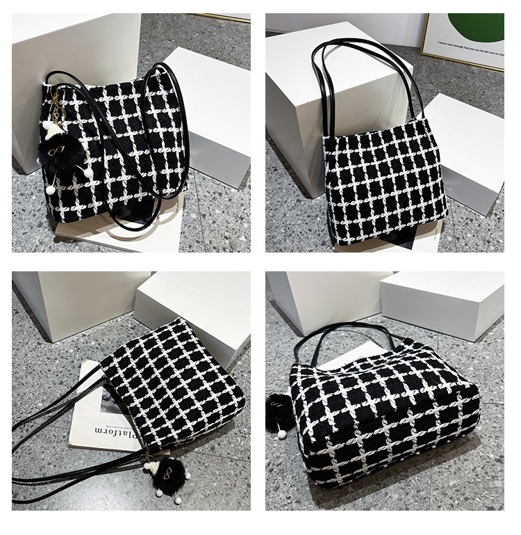 This year's popular bags are versatile for women. The 2023 new tweed bucket single-shoulder bag exudes a sense of sophistication and is a student commuting tote bag undefined