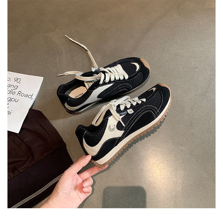 Giày sneaker nữ da bò lưới thân thấp dây buộc gót ẩn 6 cm — Đen (Gót ẩn 6CM) - Còn hàng, Đỏ (Gót ẩn 6CM) - Còn hàng chi tiết 27