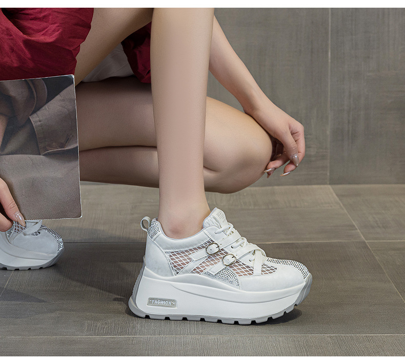 Giày sneaker nữ đế dày phong cách Hàn Quốc, gót 8 cm, form cổ điển — Vàng 5072, Be 5072 chi tiết 18