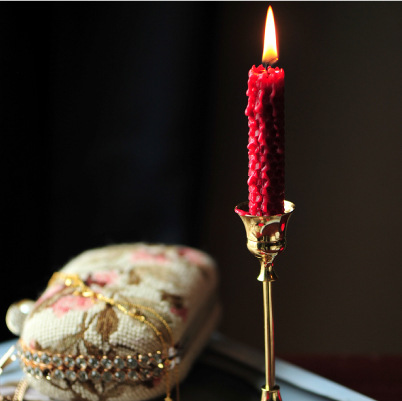 Libre de humo de nido de abeja hecho a mano Navidad Año Nuevo vela rojo verde decoración del hogar natural cera de abejas banquete decoración mesa de tela