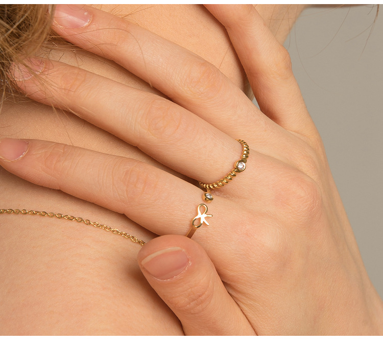 5g Weight Vacuum Plating Gold Plating Process 18K Gold Plated Plating Material Wholesale Jewelry Simple Style Heart 304 Stainless Steel Zircon 18K Gold Plated
