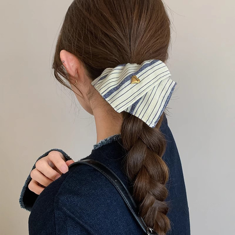 Sen serie retrógrado rayas cuadradas anillo de cabello cuadrado toallas cuerdas de cabello feminino nuevo atado cuerdas de cabello correa sensación de alto nivel