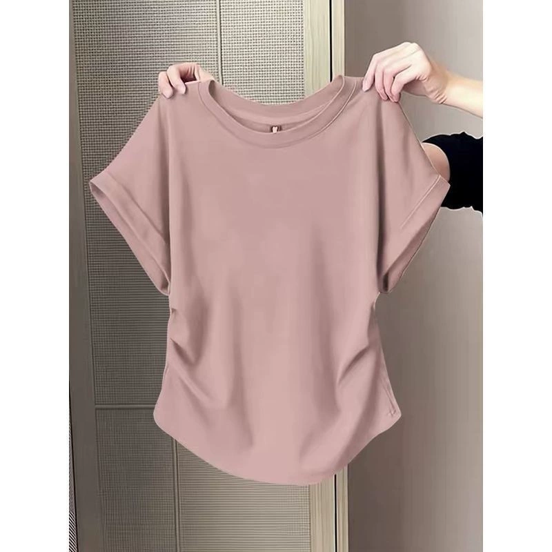 Женская футболка с короткими рукавами в форме груши больших размеров, облегающий, универсальный топ нишевого дизайна.